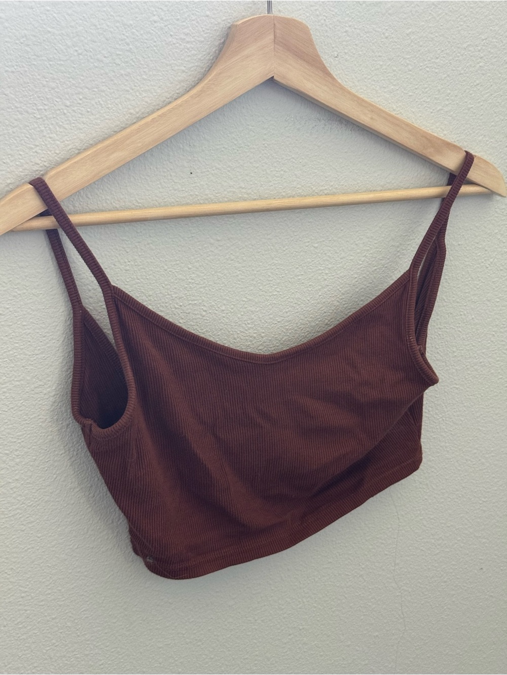 Joah Brown Burgundy Ribbed Cropped Tank Top